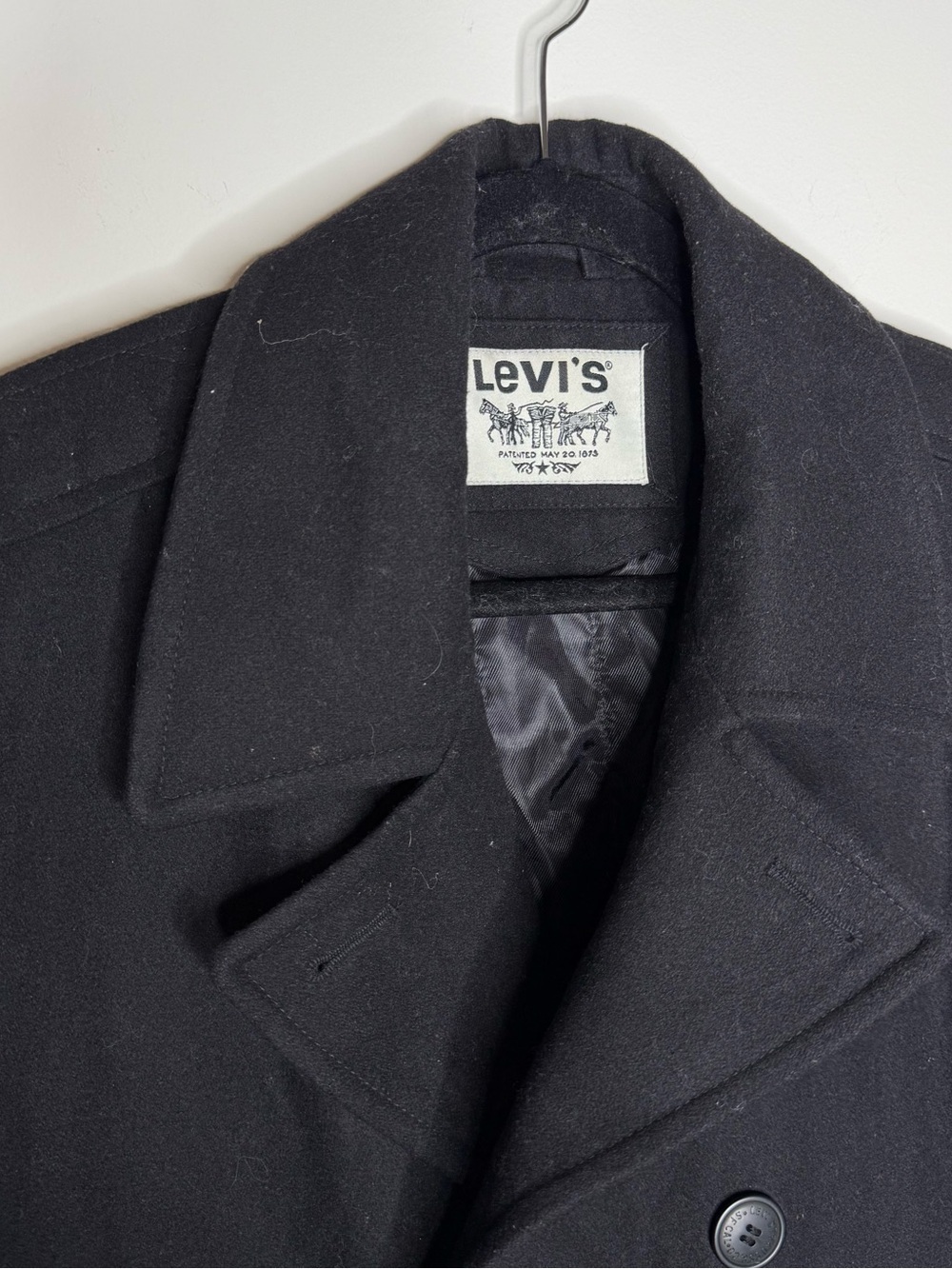 Levi's black double-breasted wool blend pea coat - Picture 4 of 11